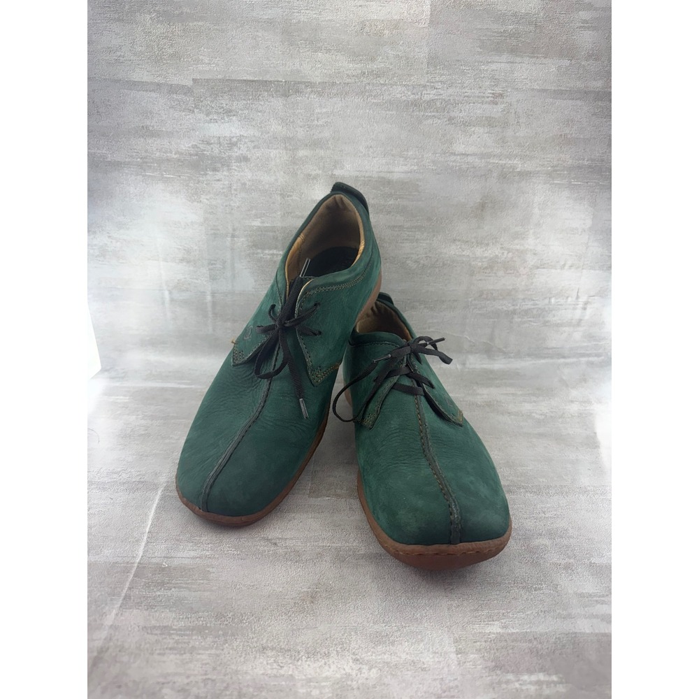 Born W7244 Forest Green Leather Center Seam Lace Up Oxfords Women Sz 9.5